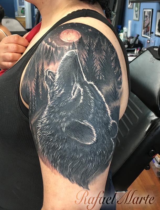 Dark Wolf Coverup by Rafael Marte Tattoos